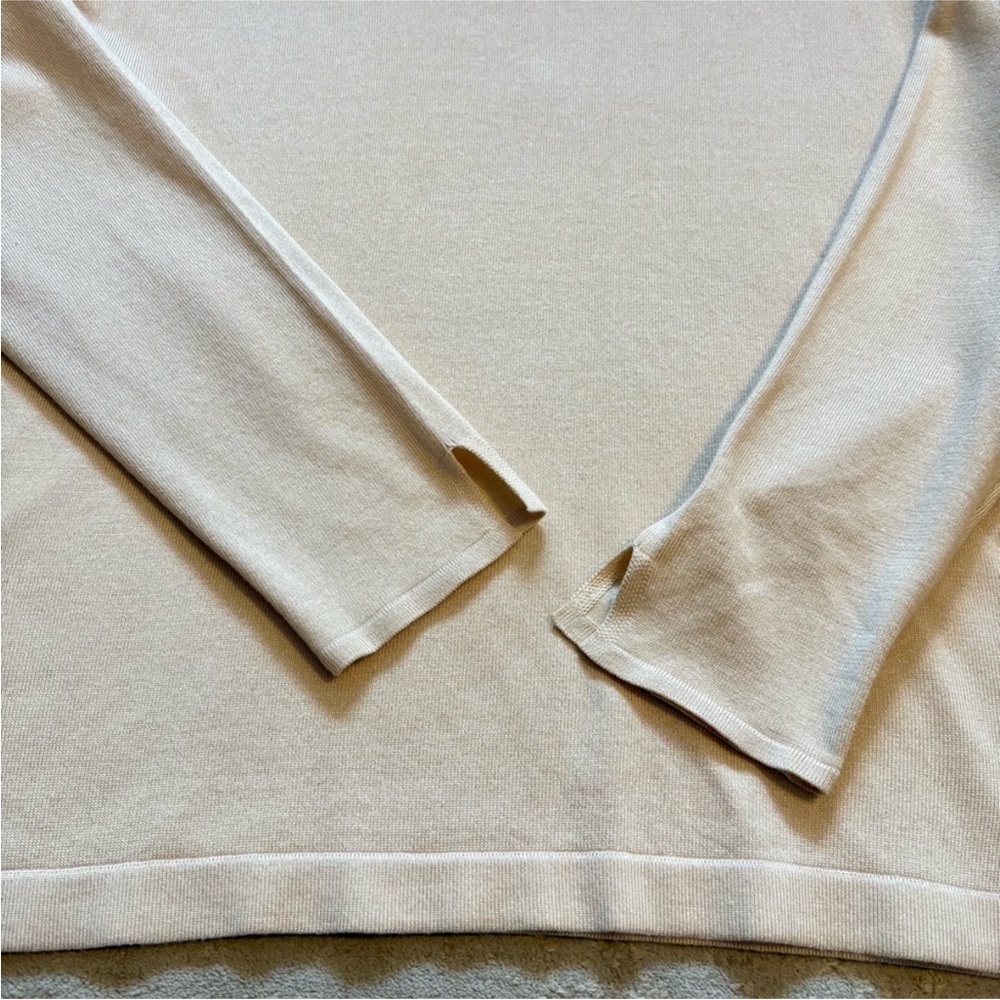 CYC Neutral Minimalist Cream Fine Knit Long Sleeve V Neck Sweater Size Medium - Picture 6 of 13